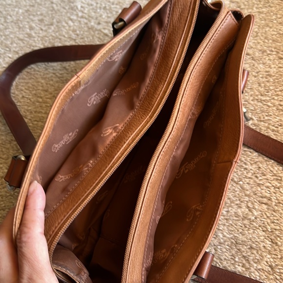 FOSSIL Taupe Brown Soft Pebble Stitched Leather Double Straps Shoulder Bag Purse - Picture 6 of 11